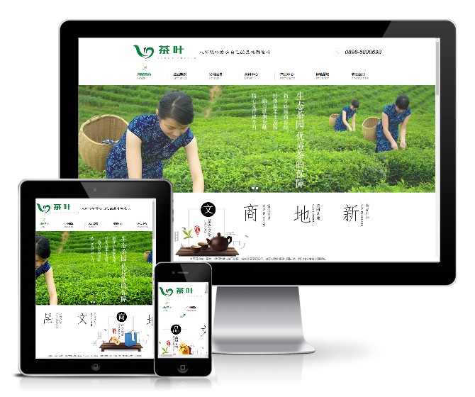 綠色茶葉類企業網站模板(帶手機版)